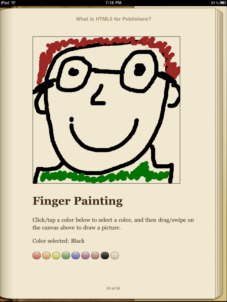 Author self-portrait in Finger Painting app in iBooks